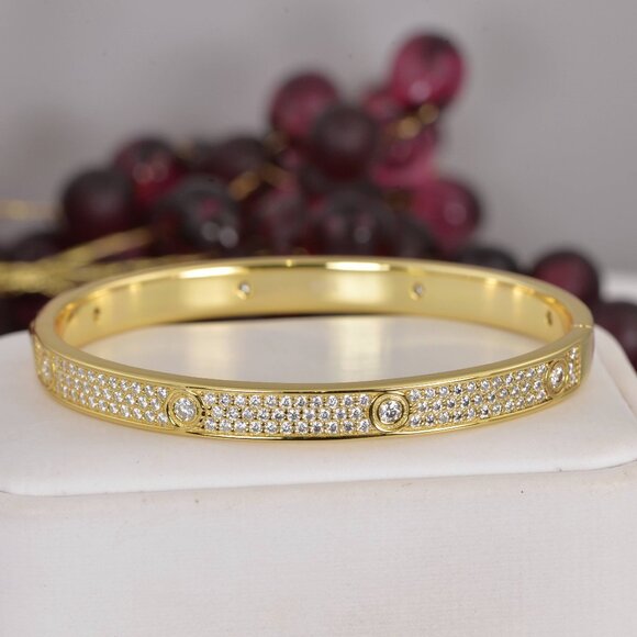 Certified Full Iced All Moissanite 12.8 tcw Bangle 7" - Picture 2 of 4